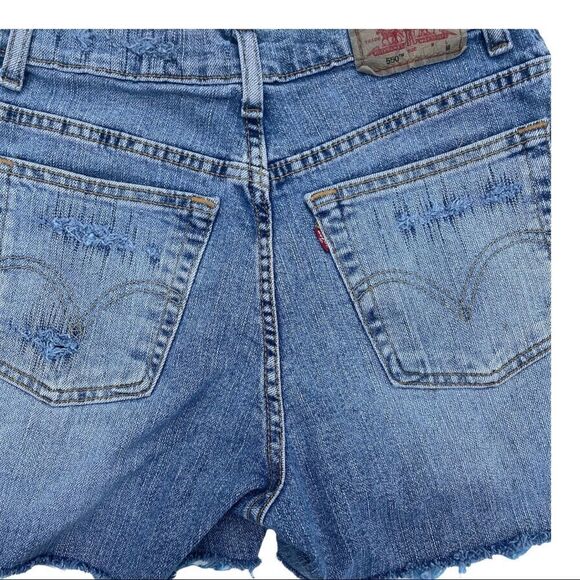 Levi’s Jean Shorts Cut OffsRed White Blue American Flag Button Fly Relaxed 8 - Picture 5 of 8